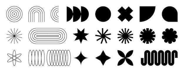 Набор геометрических черно-белых простых фигур
