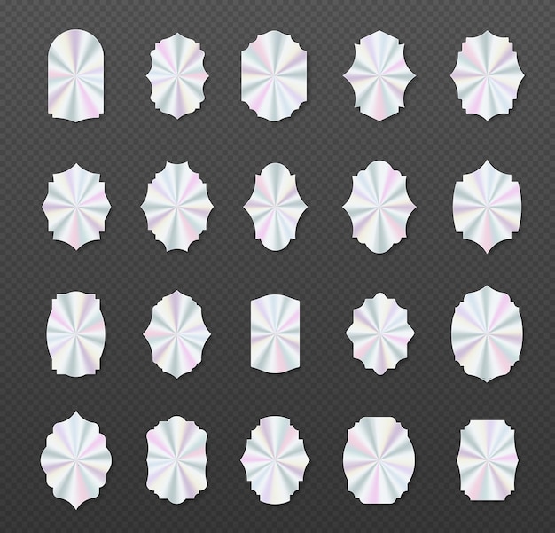 Vector set of geometric hologram labels vector flat illustration vector element for product guarantee