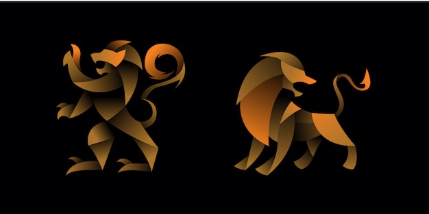 Set of geometric lion