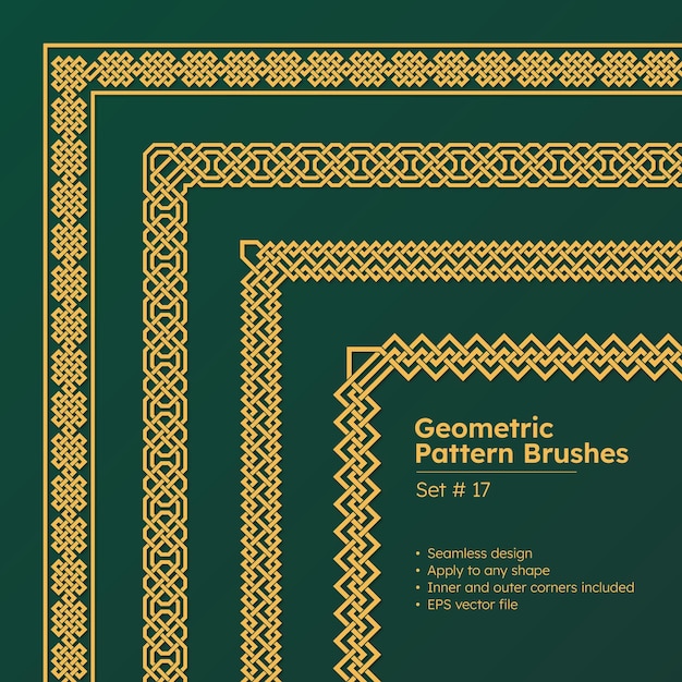 Set of Geometric Pattern Brushes Greek Borders Design or Chinese Style Border Pattern Brushes