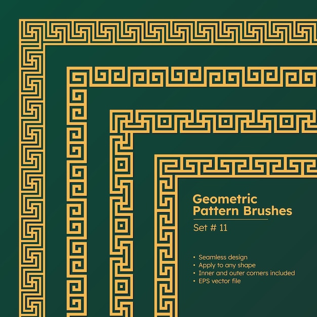 Set of Geometric Pattern Brushes Greek Borders Design