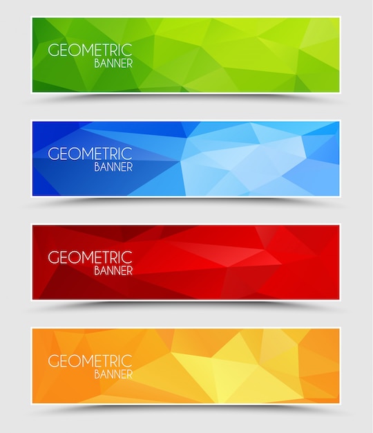 Set of geometric polygonal banners