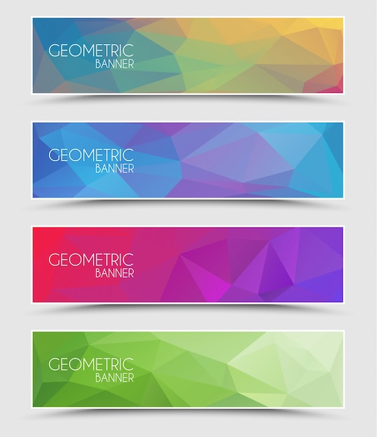 Vector set of geometric polygonal banners