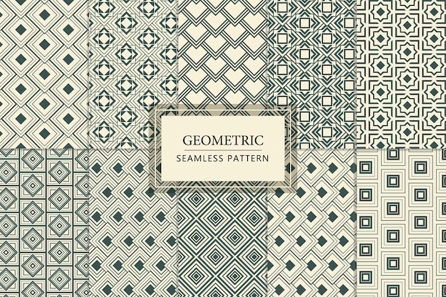 Set of geometric repeat seamless pattern