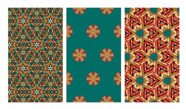 Set of geometric seamless pattern in african style