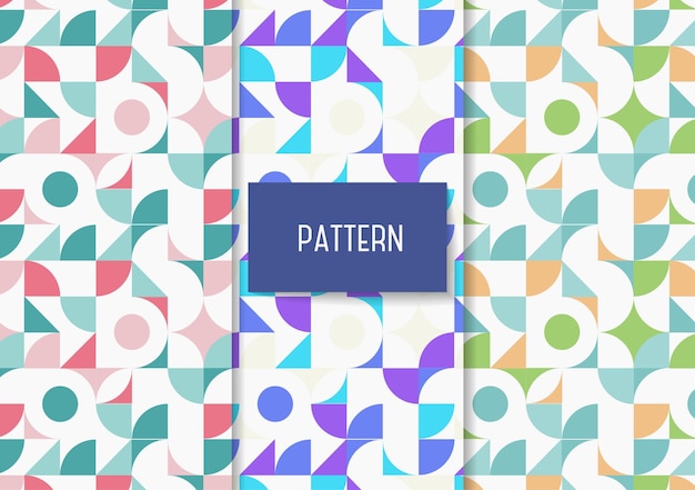 Set of geometric seamless patterns in different colors Vector