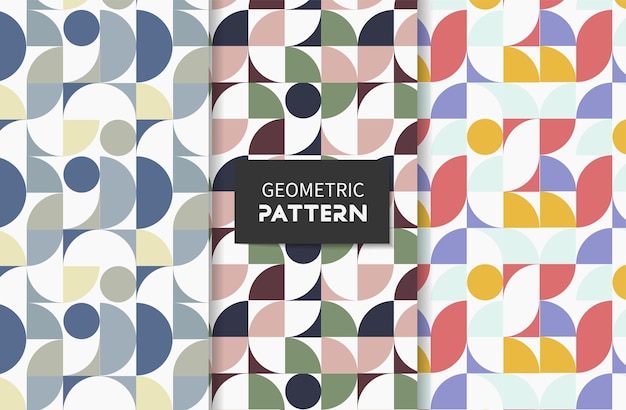 Set of geometric seamless patterns in different colors Vector