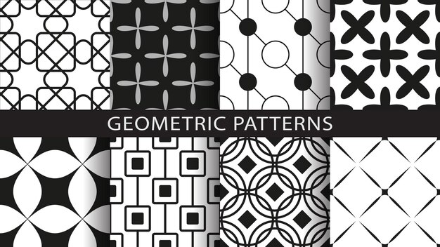 Set of geometric seamless patterns