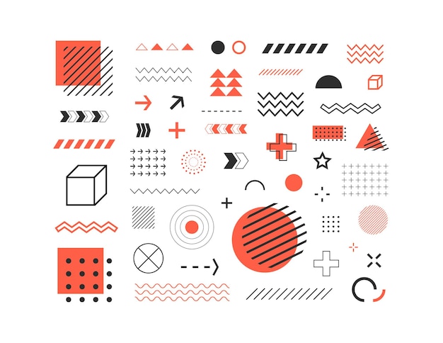 Vector set of geometric shapes abstract design symbols and elements