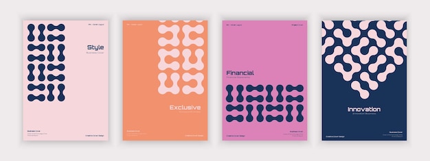 a set of geometric style business covers with various creative abstract shapes