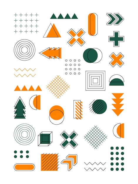 Set of geometrict abstract element memphis design