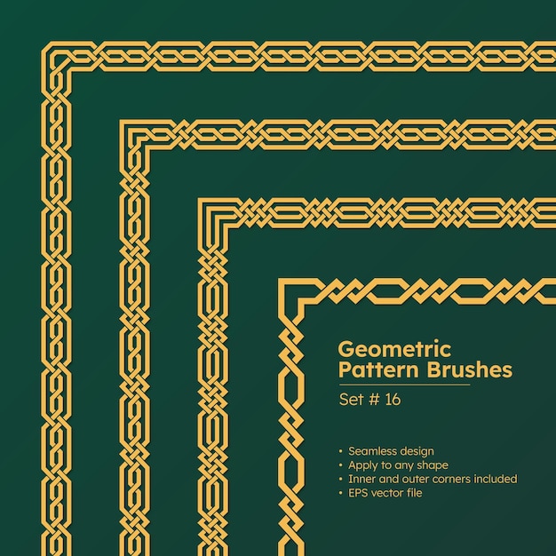 Set geometrische patroonpenselen en prachtige Griekse randen ontwerp of islamitische stijl randpatroon