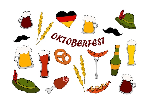 Vector set german festival oktoberfest