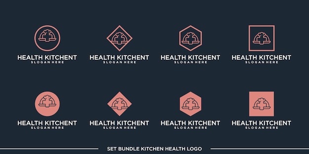 set gezondheid keuken logo ontwerp vector bundel premium