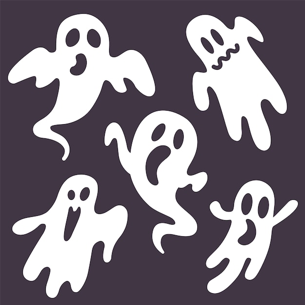 Set of ghosts on a black . flat