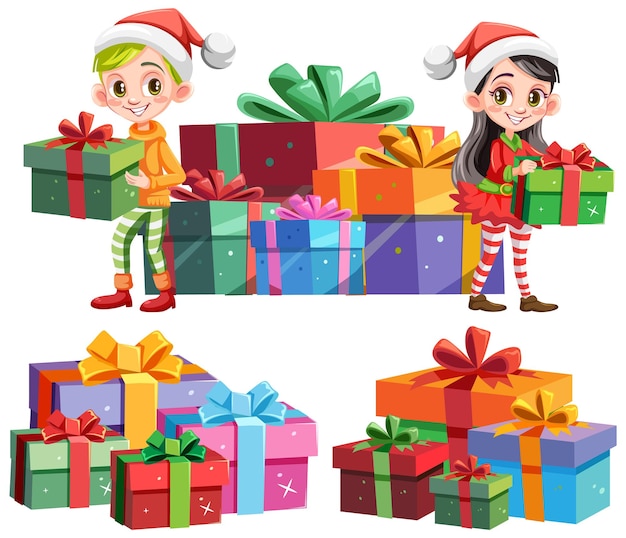 Vector set of gift box cartoon