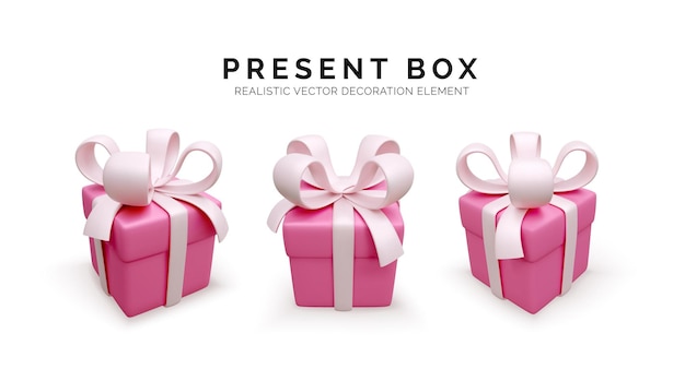 Set of gift boxes in soft pink colors