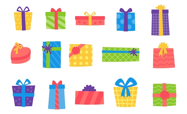 Vector set of gift boxes vector flat design illustration gift boxes for decoration vector collection