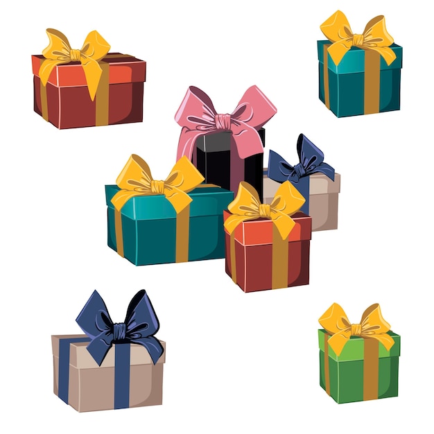 set of gift boxes, vector illustration