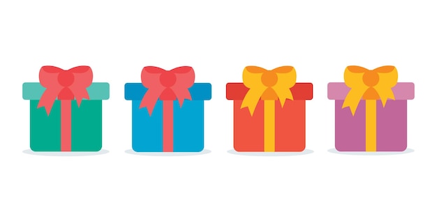 Set of gift boxes with a bow vector illustration