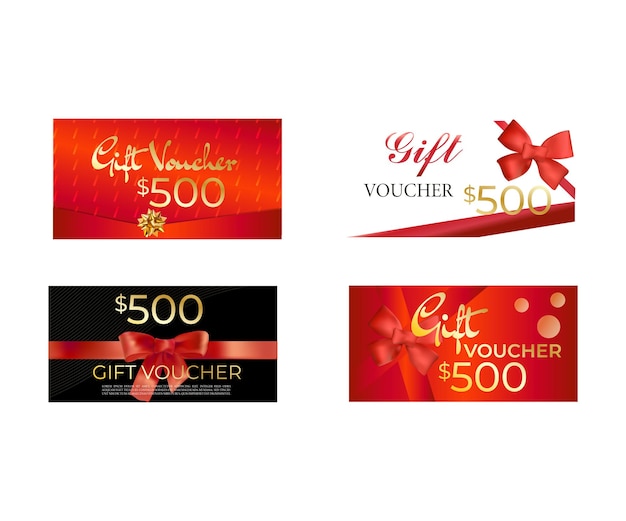 Vector set of gift certificates and vouchers