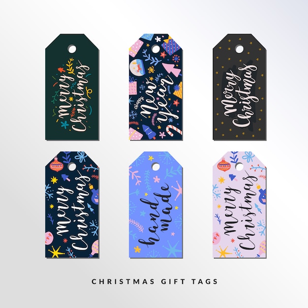 Set of gift tags for christmas and new year