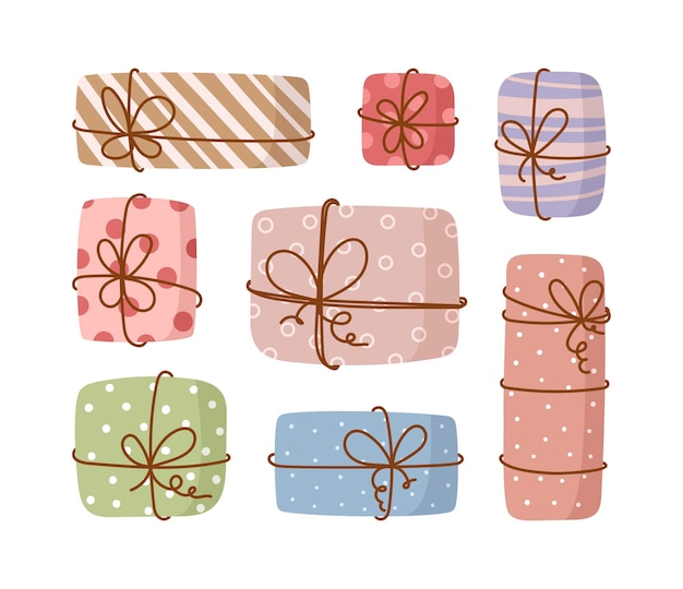 Vector set of gifts box. colorful presents.