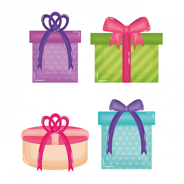 Set di scatole regalo presenta colori e forme