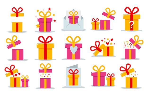 A set of gifts gift boxes with ribbons vector illustration in a flat style