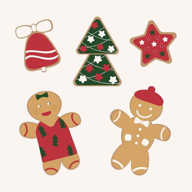 Set of gingerbread cookies for Christmas