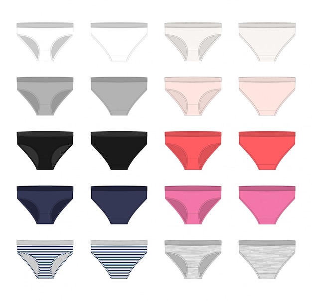 Set of girls lingerie, underpants template