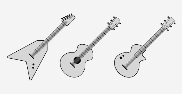 Set gitaar illustratie illustraties