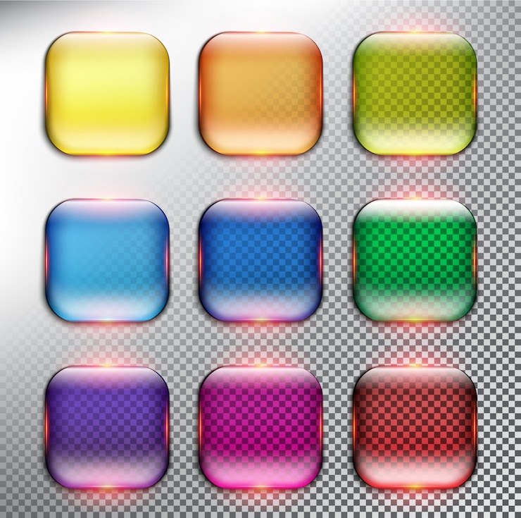 Vector set of glass buttons