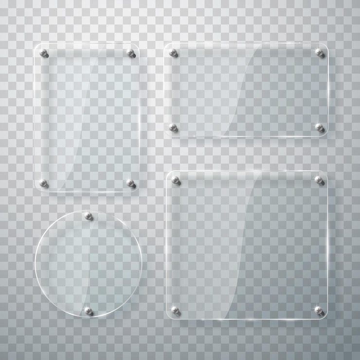 Vector set of glass frames on transparent background. vector illustration
