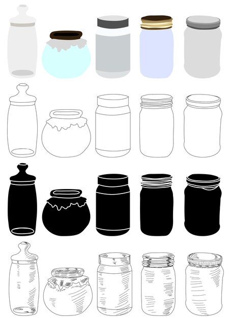 Vector a set of glass jar