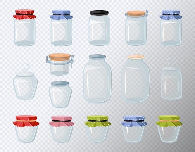 Vector set of glass jars