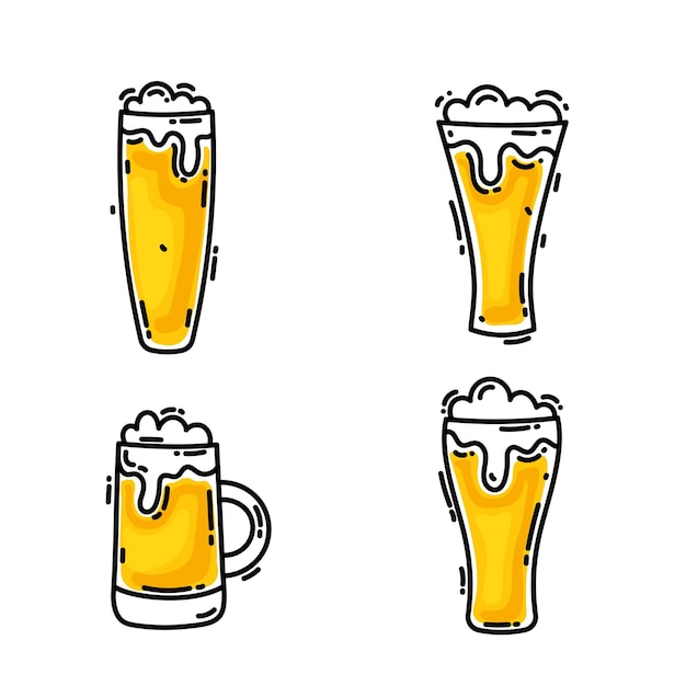 Set of glasses of beer, realistic, vector illustration, on a white background.