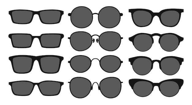 白い背景ベクトル図に分離されたメガネのセット