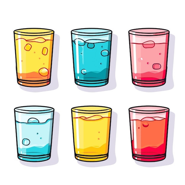 Vector a set of glasses with different colored liquid and a label that says 