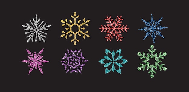 Set of glitter snowflake