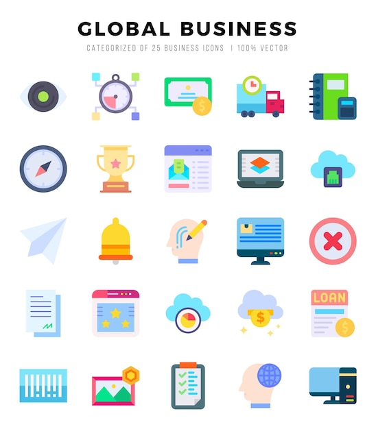 Set of Global Business icons Vector Illustration