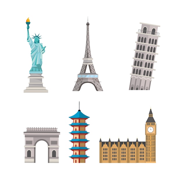 Vector set global towers explore and destination