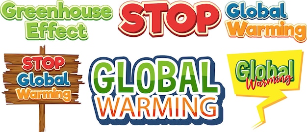 Set of global warming banner sign