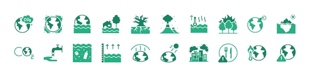 Vector set of global warming icon climate change environment