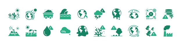 Vector set of global warming icon climate change environment