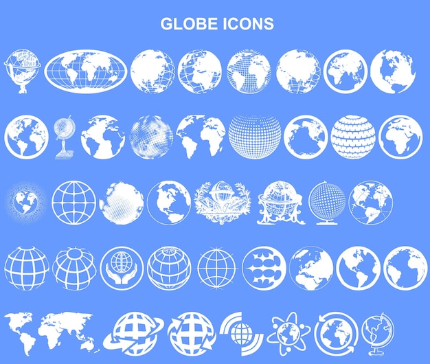 Set of globe icons vector