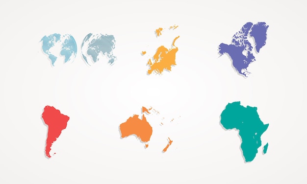 Set of globe world maps