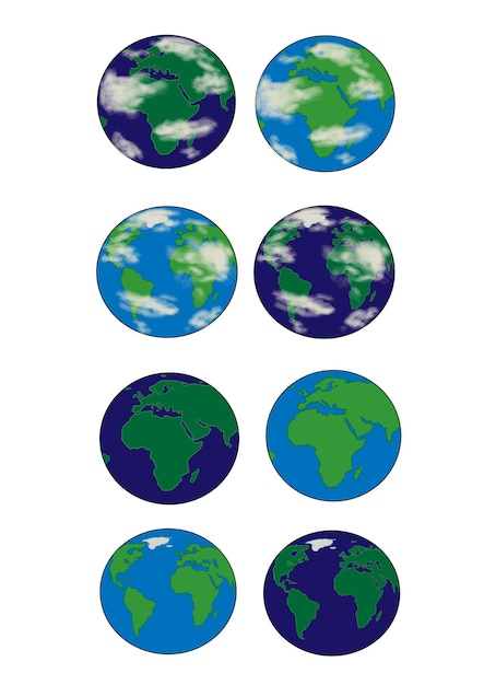 A set of globes with the earth on them