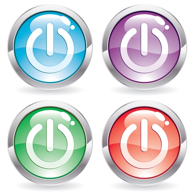 Vector set gloss button with switch