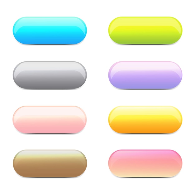 Set of glossy bright color web buttons vector illustration